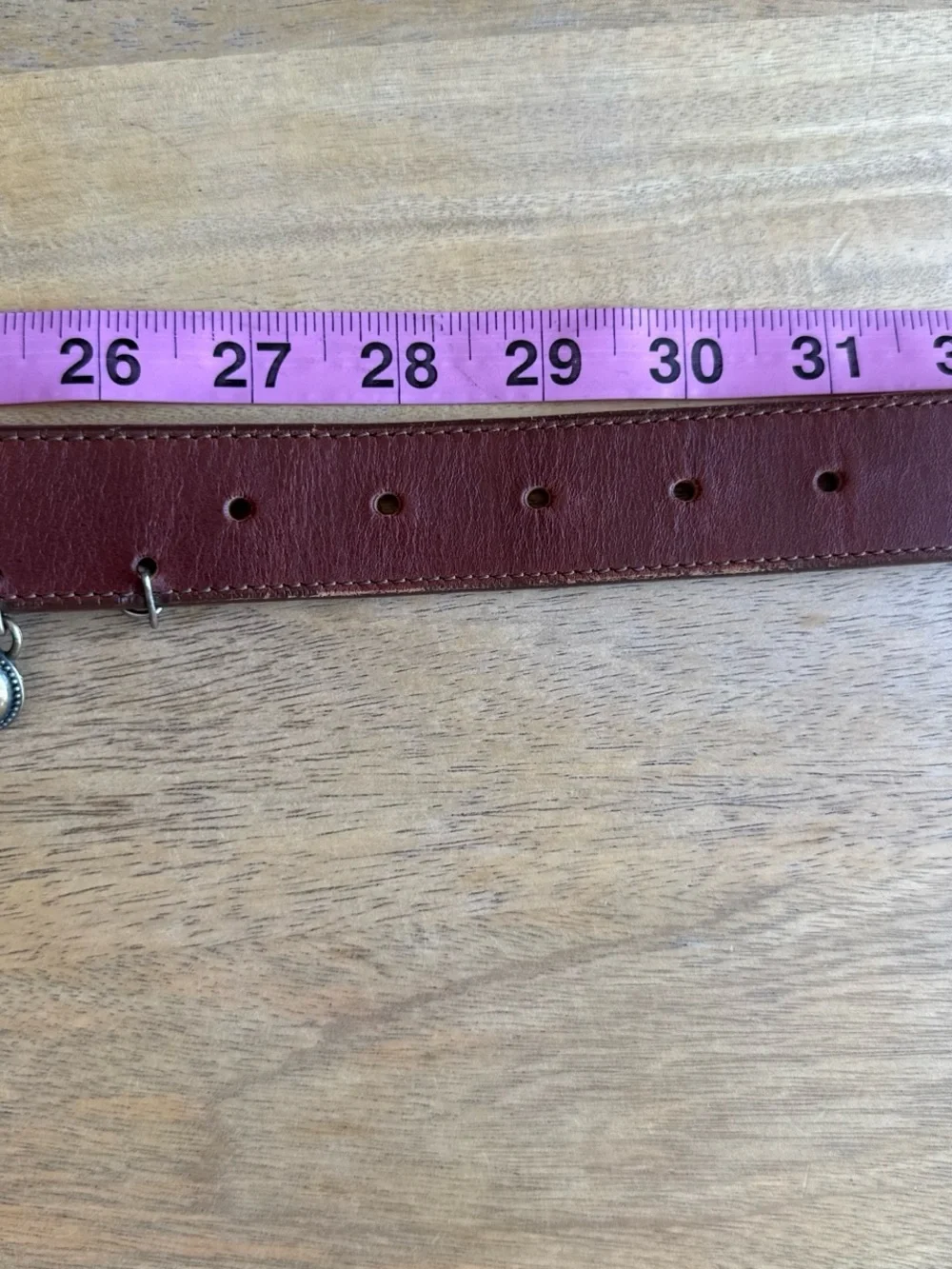 Vintage Brighton Brown Leather Charm Belt with Metal Accents